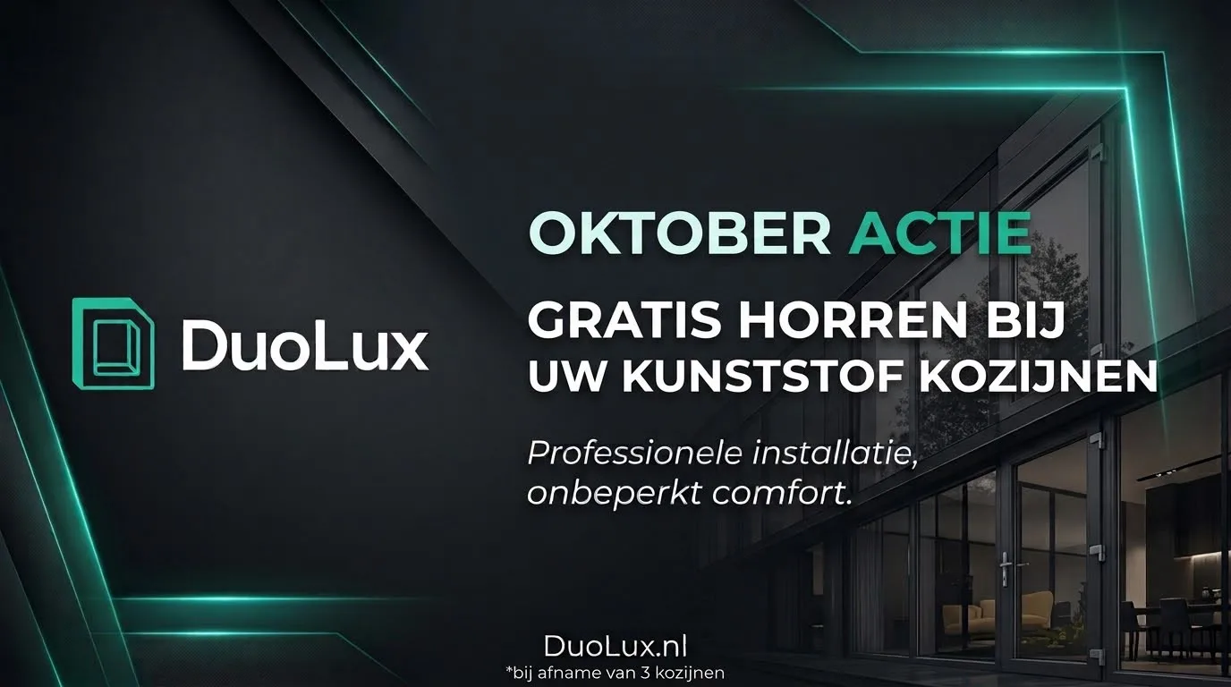 Oktober actie: gratis horren bij uw kunststof kozijnen, bij afname van 3 kozijnen.